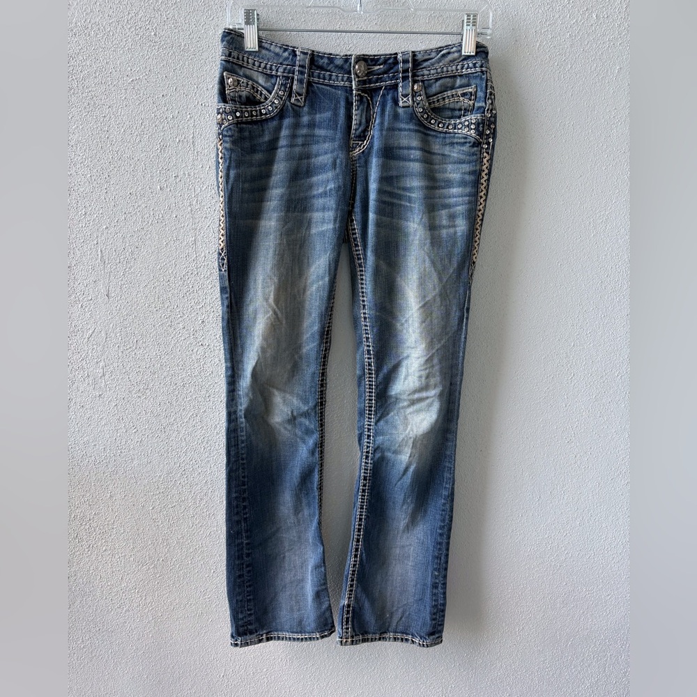 Rock Revival Size 27 Elaina Boot Jeans Grunge Distressed Embellished Streetwear